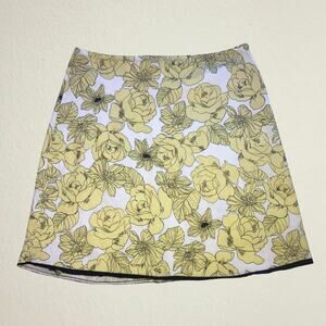 Y2K white yellow floral short skirt, boho chic hippie bohemian 2000s fairycore